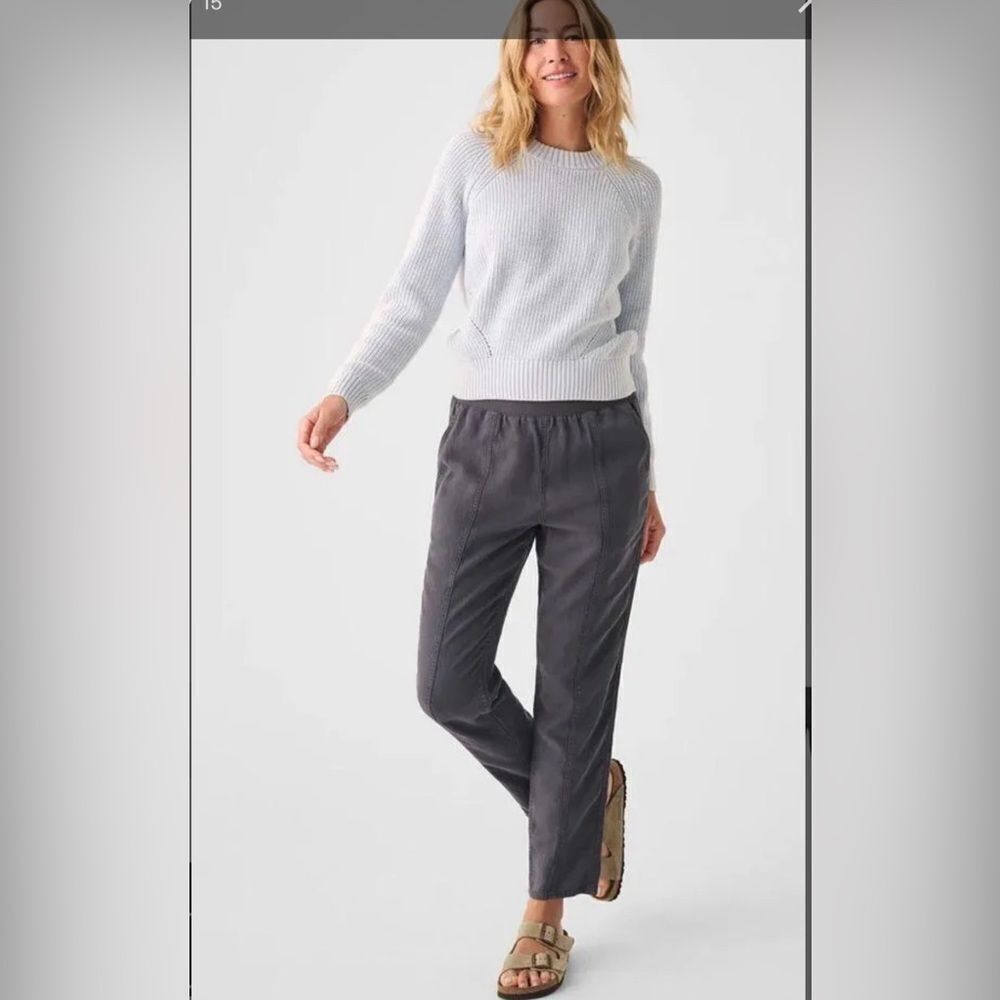Faherty Arlie Day Pull On Tapered Pants Faded Black Gray Sz Small
